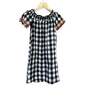 ASOS Women’s Plaid Elastic Off The Shoulder Cotton Dress, Size 2